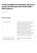 Private Investigator Exam Questions with Correct Answers Pass the Exam&comma; 100&percnt; Verified &lpar;2026 &sol; 2027&rpar; Graded A&plus;