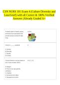 CSN NURS 101 Exam 4 &lpar;Culture Diversity and Loss&sol;Grief&rpar; with all Correct & 100&percnt; Verified Answers &vert;Already Graded A&plus;