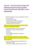 Series 24 &mdash; General Securities Principal Exam  Questions and Correct Answers &lpar;Verified  Answers&rpar; Plus Rationales 2026 Q&A &vert; Instant  Download Pdf  
