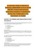 PA MOTOR VEHICLE PHYSICAL DAMAGE APPRAISER ACTUAL EXAM 2026&sol;2027 &vert; Pennsylvania Insurance Department Standards &vert; Comprehensive Practice Test &vert; Verified Q&A &vert; Pass Guaranteed - A&plus; Graded