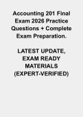 Accounting 201 Final Exam 2026 &ndash; Complete Practice Questions & Exam Study Guide