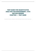 TEST BANK FOR QUANTITATIVE ANALYSIS FOR MANAGEMENT&comma; 14TH EDITION RENDER CHAPTER 1 - TEST BANK
