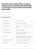 NAB RCAL EXAM STUDY GUIDE &vert; &lpar;complete solutions&rpar; Exam&vert; ASSURED SUCCESS &vert;GRADE A&plus;&excl;&excl; &vert;Questions & Answers 100&percnt; Verified 2026 latest update