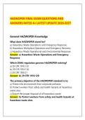 HAZWOPER FINAL EXAM QUESTIONS AND  ANSWERS RATED A&plus; LATEST UPDATE 2026-2027