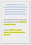 animal behavior college stage 1 exam&colon; into to  grooming Exam &vert;&vert; 2026&sol;2027 Most Recent Exam Actual  Complete Real Exam Questions And 100&percnt;Correct  Answers &lpar;Verified Answers&rpar; Already Graded A&plus; &vert;  Guaranteed Success&excl;&excl; &vert; Newest Exam &vert; Brand New&excl;&excl;