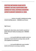 SPOTTER NETWORK EXAM WITH CORRECT ACTUAL QUESTIONS AND CORRECTLY WELL DEFINED ANSWERS LATEST ALREADY GRADED A&plus; 2026