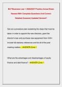BLP Business Law &plus; 2026&sol;2027 Practice Actual Exam  Newest With Complete Questions And Correct  Detailed Answers&vert; Updated Version&excl;&excl; 