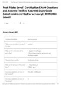 Peak Pilates Level 1 Certification EXAM Questions and Answers &lpar;Verified Answers&rpar; Study Guide &lpar;latest version verified for accuracy&rpar; &vert; 20252026 Latest&excl;&excl;