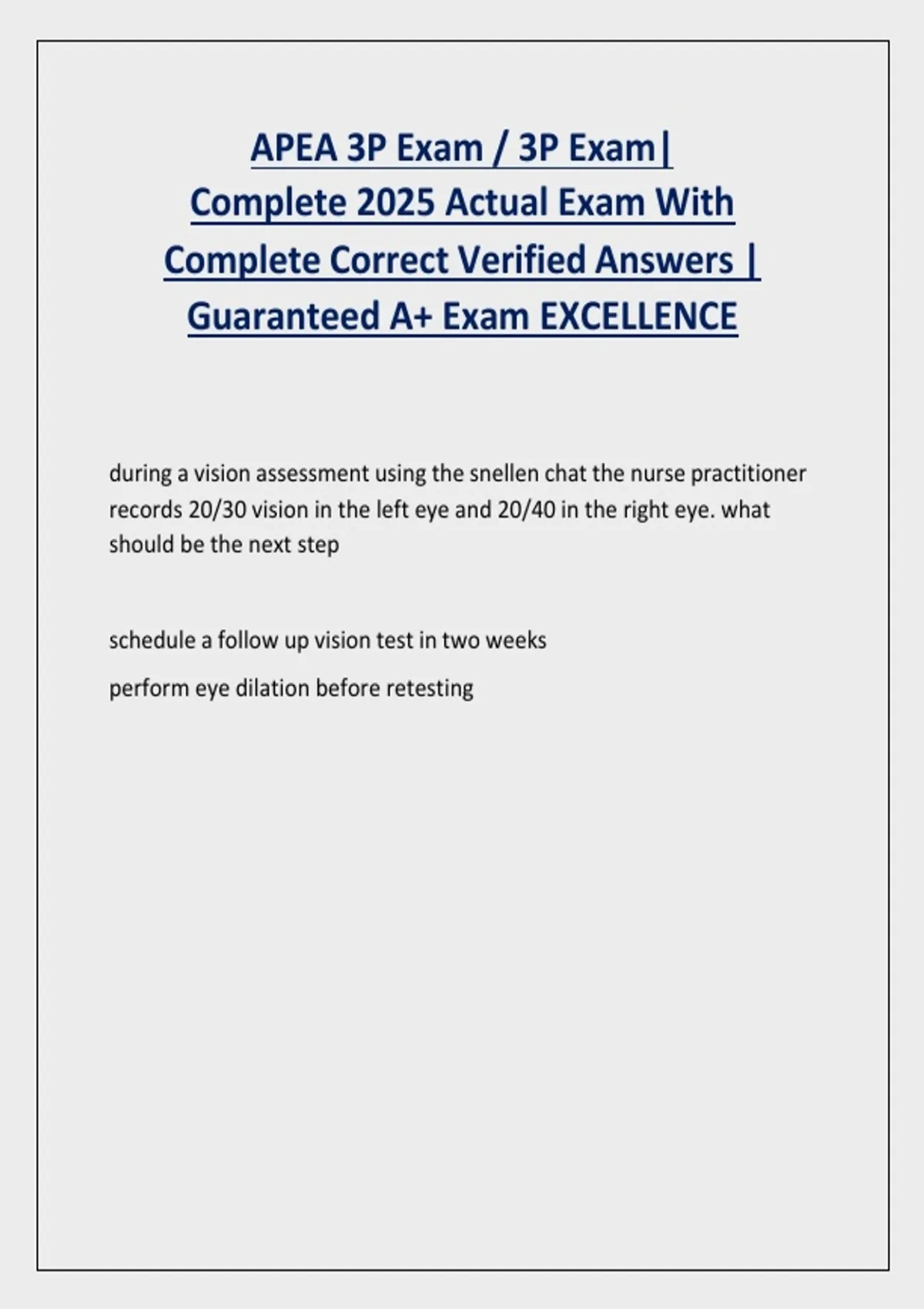 Apea 3p exam questions with detailed verified answers (100% correct ...