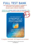  Kaplan & Sadock&rsquo;s Synopsis of Psychiatry &ndash; 12th Edition &lpar;Boland&comma; 2025&rpar; &vert; Complete Test Bank &vert; All Chapters 1&ndash;35 with Verified Answer