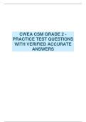 CWEA CSM GRADE 2 - PRACTICE TEST QUESTIONS WITH VERIFIED ACCURATE ANSWERS