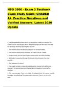 NSG 3500 - Exam 3 Testbank  Exam Study Guide&colon; GRADED  A&plus;&period; Practice Questions and  Verified Answers&period; Latest 2026  Update 