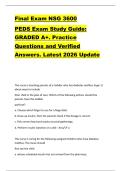 Final Exam NSG 3600  PEDS Exam Study Guide&colon;  GRADED A&plus;&period; Practice  Questions and Verified  Answers&period; Latest 2026 Update 