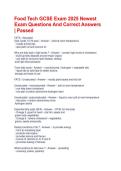 Food Tech GCSE Exam 2025 Newest Exam Questions And Correct Answers &vert; Passed
