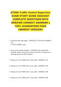 ATSSA Traffic Control Supervisor  EXAM STUDY GUIDE 2026&sol;2027  COMPLETE QUESTIONS WITH  VERIFIED CORRECT ANSWERS &vert;&vert;  100&percnt; GUARANTEED PASS  <NEWEST VERSION> 