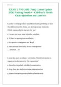 EXAM 1 NSG 3600 &lpar;Peds&rpar; &lpar;Latest Update 2026&rpar; Nursing Practice &ndash; Children&rsquo;s Health Guide Questions and Answers 