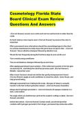 Cosmetology Florida State Board Clinical Exam Review Questions And Answers