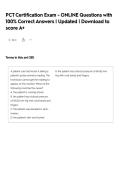 PCT Certification Exam - ONLINE Questions with 100&percnt; Correct Answers &vert; Updated &vert; Download to score A&plus;