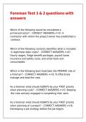 Foreman Test 1 & 2 questions with answers