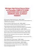 Michigan High School Soccer Rules and G&period;&period;&period;XAM QUESTIONS AND ACCURATE ANSWERS&period;