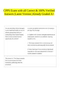 CPPS Exam with all Correct & 100&percnt; Verified Answers &vert;Latest Version &vert;Already Graded A&plus;