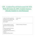 CPP - Certified Payroll Professional Fall 2026 With All Correct & 100&percnt; Verified Answers &vert;Already Graded A&plus; &lpar;Just Released&rpar;