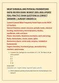 MCAT CHEMICAL AND PHYSICAL FOUNDATIONS  RAPID REVIEW EXAM NEWEST 2025-2026 UPDATE  REAL PRACTICE EXAM QUESTIONS & CORRECT  ANSWERS &vert; ALREADY GRADED A&plus;