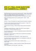 MTE 271 FINAL EXAM QUESTIONS AND ANSWERS ALL CORRECT