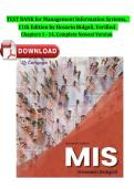 TEST BANK for Management Information Systems&comma; 11th Edition by Hossein Bidgoli&comma; Verified Chapters 1 - 14&comma; Complete Newest Version
