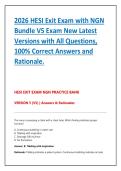 2026 HESI Exit Exam with NGN  Bundle V5 Exam New Latest  Versions with All Questions&comma;  100&percnt; Correct Answers and  Rationale&period;