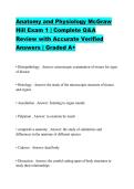 Anatomy and Physiology McGraw Hill Exam 1 &vert; Complete Q&A Review with Accurate Verified Answers &vert; Graded A&plus;
