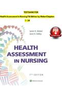 TEST BANK Health Assessment in Nursing &lpar;7TH&rpar; by Janet R Weber & Jane H Kelley Chapters 1-34 UPDATED&vert;&vert;EDITABLE PDF