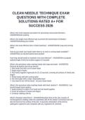CLEAN NEEDLE TECHNIQUE EXAM QUESTIONS WITH COMPLETE SOLUTIONS RATED A&plus; FOR SUCCESS 2026