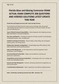 Florida Glass and Glazing Contractor EXAM ACTUAL EXAM COMPLETE 200 QUESTIONS AND VERIFIED SOLUTIONS LATEST UPDATE THIS YEAR