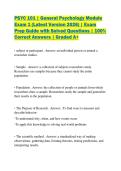 PSYC 101 &vert; General Psychology Module Exam 1 &lpar;Latest Version 2026&rpar; &vert; Exam Prep Guide with Solved Questions &vert; 100&percnt; Correct Answers &vert; Graded A&plus;