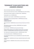 TEENSMART EXAM QUESTIONS AND ANSWERS 2026&sol;2027