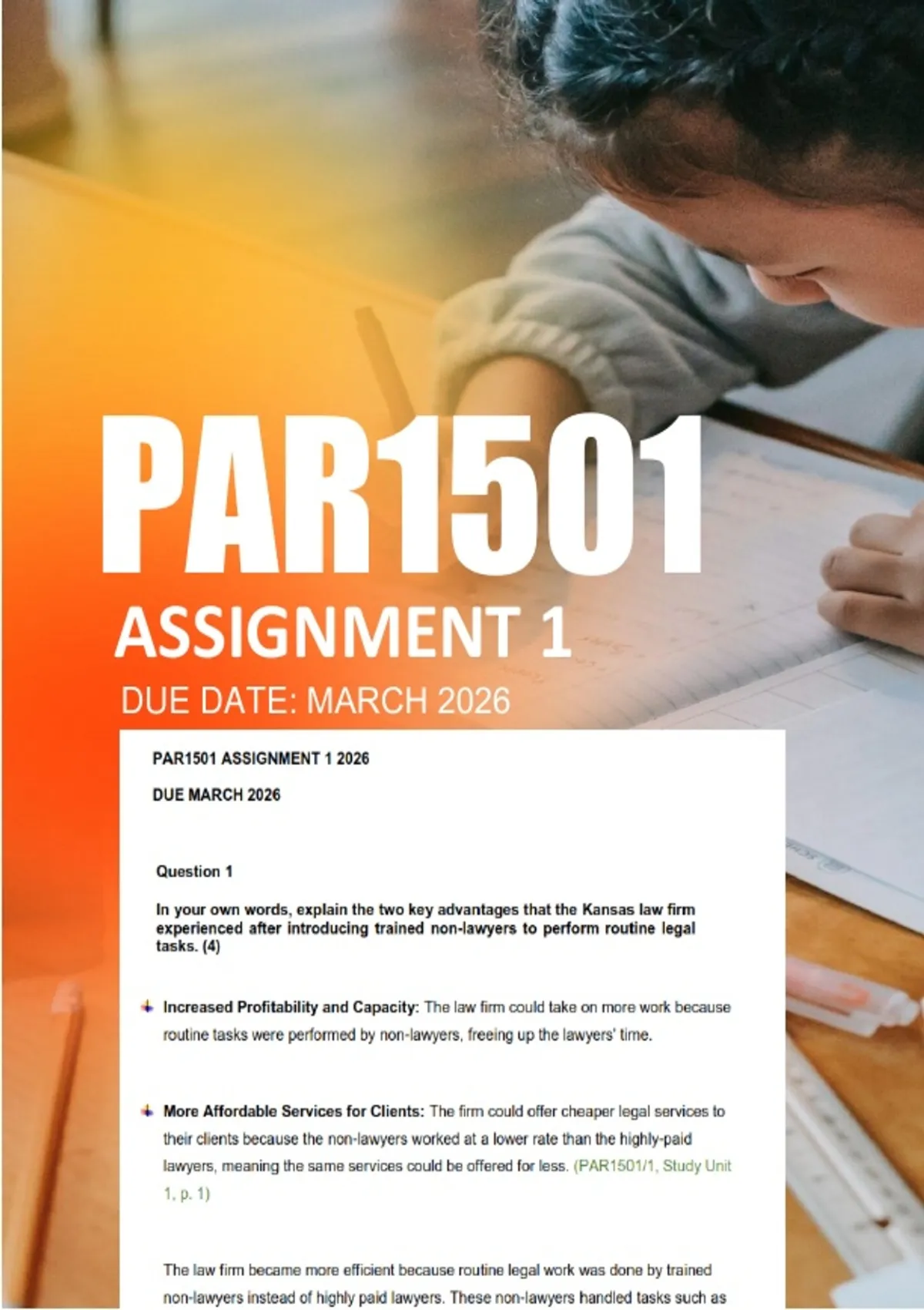 PAR1501 Assignment 1 Due March 2026 - Distinction Guaranteed - PAR1501 ...