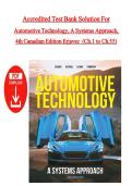 Accredited Test Bank Solution For Automotive Technology&comma; A Systems Approach&comma; 4th Canadian Edition Erjavec &vert;All Chapters Included &vert; Questions With Explained Answers