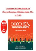 Accredited Test Bank Solution For Discover Sociology&comma; 5th Edition Eglitis &vert;All Chapters Included &vert; Questions With Explained Answers