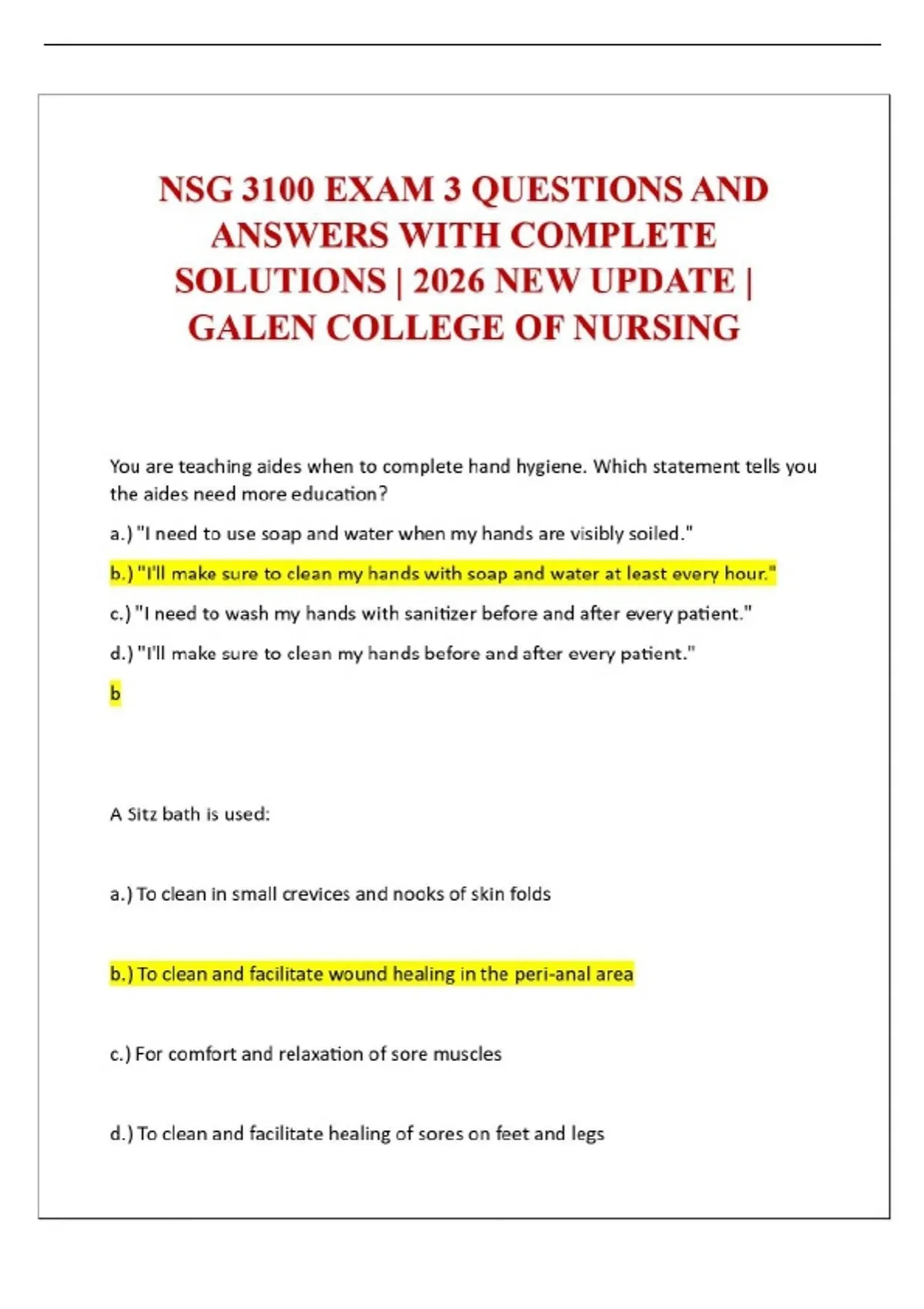 NSG 3100 EXAM 3 QUESTIONS AND ANSWERS WITH COMPLETE SOLUTIONS | 2026 ...