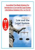 Accredited Test Bank Solution For Introduction to Law and the Legal System&comma; 12th Edition Schubert &vert;All Chapters Included &vert; Questions With Explained Answers