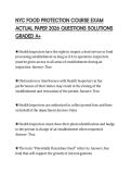 NYC FOOD PROTECTION COURSE EXAM ACTUAL PAPER 2026 QUESTIONS SOLUTIONS GRADED A&plus;