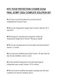 NYC FOOD PROTECTION COURSE EXAM FINAL SCRIPT 2026 COMPLETE SOLUTION SET
