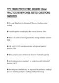 NYC FOOD PROTECTION COURSE EXAM PRACTICE REVIEW 2026 TESTED QUESTIONS ANSWERS