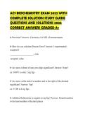 ACS BIOCHEMISTRY EXAM 2022 WITH COMPLETE SOLUTION STUDY GUIDE QUESTIONS AND SOLUTIONS 2026 CORRECT ANSWERS GRADED A