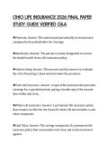 OHIO LIFE INSURANCE 2026 FINAL PAPER STUDY GUIDE VERIFIED Q&A