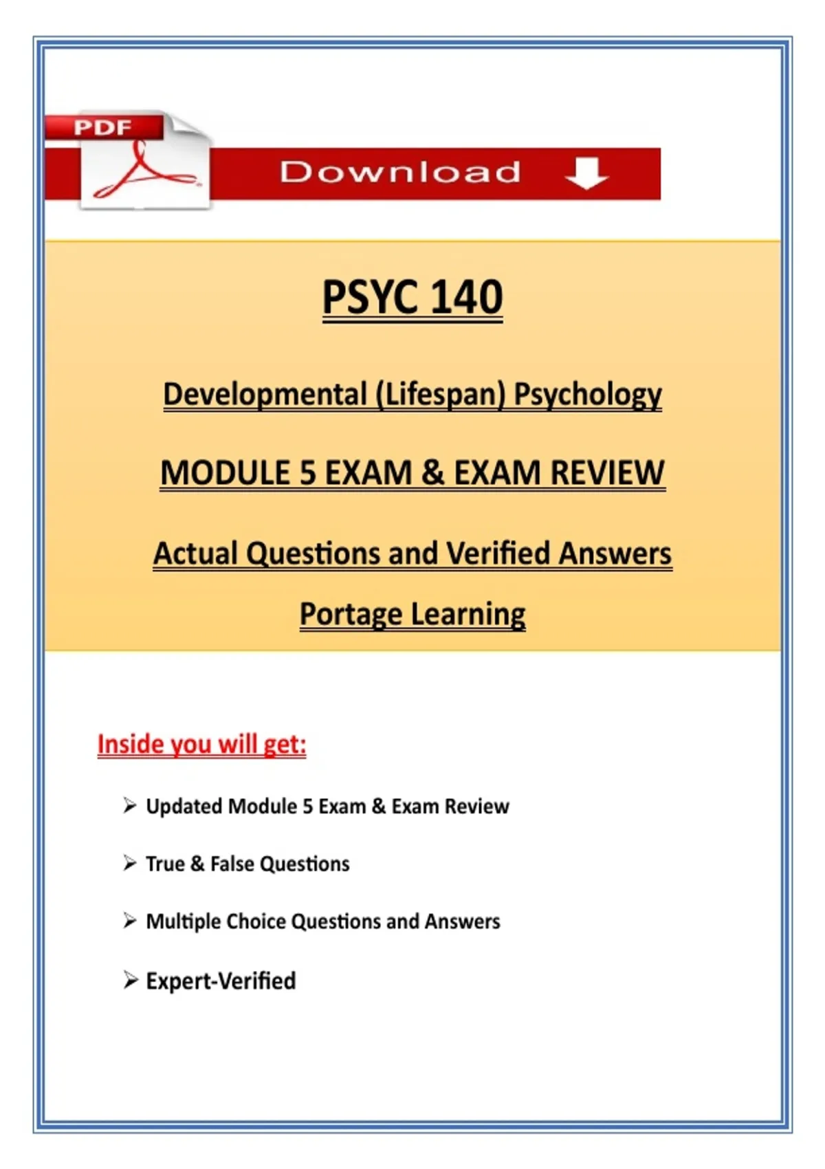 PSYC 140 – Module 5 Exam & Review: Developmental (Lifespan) Psychology ...