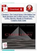 Chemistry&colon; The Central Science 12th Edition Test Bank Questions and Verified Answers &vert; Brown&comma; LeMay&comma; Bursten&comma; Murphy & Woodward &vert; Complete Study Guide