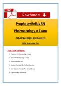 Prophecy &sol; Relias RN Pharmacology A Exam &vert; Latest 2026&sol; 2027 Tested Questions with Correct Answers&comma; A&plus; Graded 100&percnt; Verified