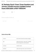 UC Berkeley Psych 1 Exam 1 Exam Questions and Answers &lpar;Verified Answers&rpar; Updated &lpar;Actual Exam&rpar; 20252026 LATEST VERSION&excl;&excl;